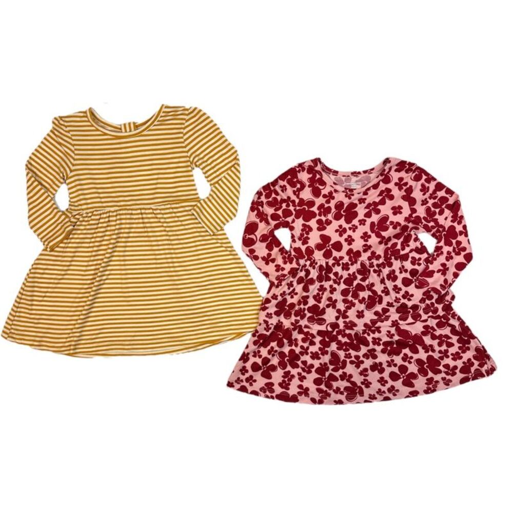 Red Floral/Stripe - Member's Mark Girl's Super Soft 2 Pack Long Sleeve A-Line Kn
